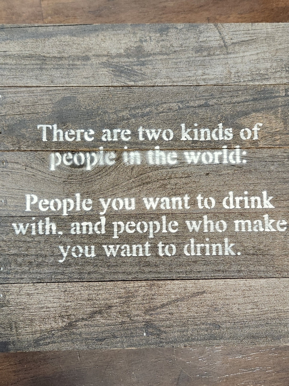 Rustic Wood Quote Sign in White on Brown - People You Want to Drink With